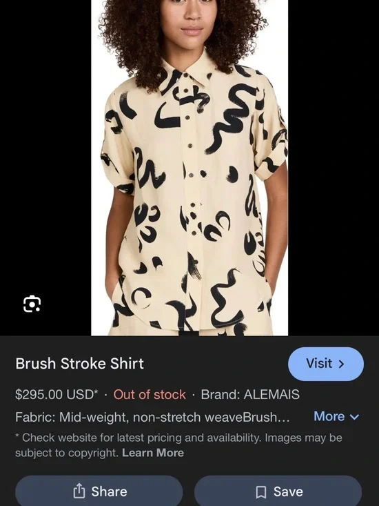 Alemais Brushstroke Beige Short-Sleeve Shirt - Picture 4 of 4